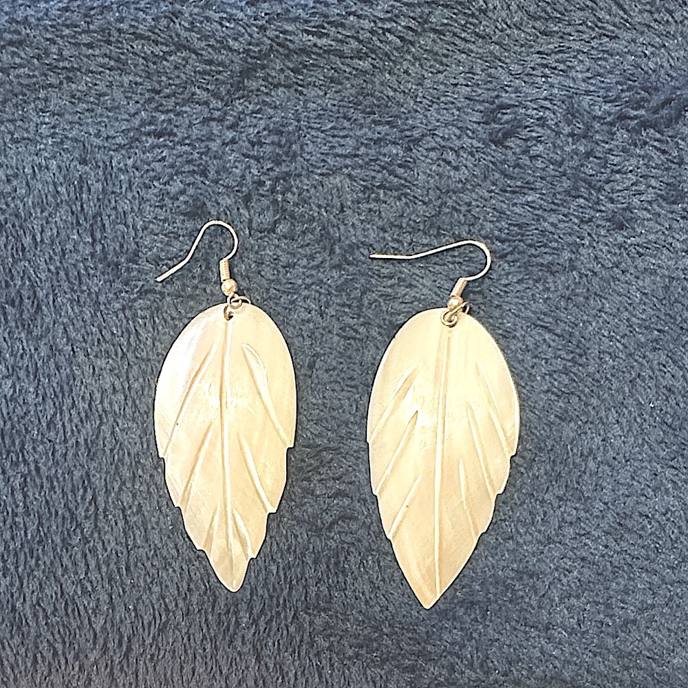 Mother of Pearl Leaf Dangle Earrings